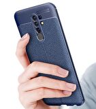 Smcase Xiaomi Redmi 9 Kılıf Deri Dokulu Silikon  Nano Ekran Koruyucu