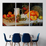 Harita Sepeti Masa Üstündaki Meyveler Yağlı Boya Görünümlü Tablo-1214