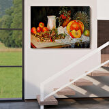 Harita Sepeti Masa Üstündaki Meyveler Yağlı Boya Görünümlü Tablo-1214