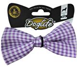Doglife Köpekler Için Papyon Eflatun Beyaz Kareli 12 cm