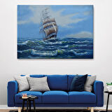 Harita Sepeti Dalgalı Okyanustaki Büyük Yelkenli Duvar Tablosu-1215