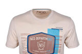 Erkek Tişört Bisiklet Yaka Bej %100 Pamuk Slim Fit Baskılı T-shirt NCS JEANS 1216