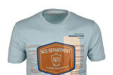 Erkek Tişört Bisiklet Yaka Mavi %100 Pamuk Slim Fit Baskılı T-shirt NCS JEANS 1216