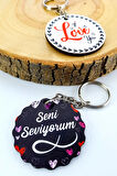 Ahşap 2 Adet Anahtarlık Seni Seviyorum Anahtarlık 1khörükle9