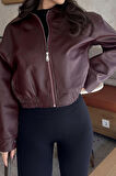 Prifaldi Paris Oversize Bomber Deri Ceket Bordo