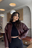 Prifaldi Paris Oversize Bomber Deri Ceket Bordo
