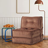 Mocca Tek Kişilik Katlanır Yatak Uzanma Koltuğu-Sütlü Kahve