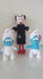 gargamel, uykucu ve süslü şirinler seti (el örgüsüdür)