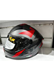 KASK SWAY SW-865 ST TİTANYUM/RED/BLACK GÜNEŞ GÖZLÜKLÜ