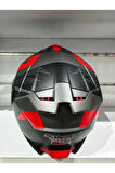 KASK SWAY SW-865 ST TİTANYUM/RED/BLACK GÜNEŞ GÖZLÜKLÜ