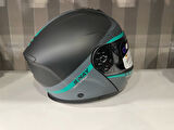 KASK SW-917 STARS MAT GREY/TURKUAZ ÇENE AÇILIR GÜNEŞ GÖZLÜKLÜ