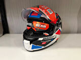 KASK MT THUNDER 4 SV LUMİNENCE A7 MAT BEYAZ/MAVİ