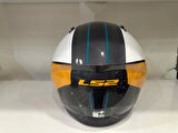 KASK LS2 AIRFLOW 2 COVER SİYAH-BEYAZ-GOLD PARLAK