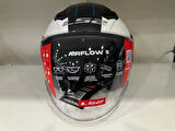 KASK LS2 AIRFLOW 2 COVER SİYAH-BEYAZ-GOLD PARLAK