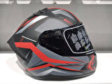 KASK MTS PRO 801 TWILIGHT GÜNEŞ GÖZLÜKLÜ MAT GRİ/KIRMIZI