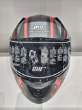 KASK MTS PRO 801 TWILIGHT GÜNEŞ GÖZLÜKLÜ MAT GRİ/KIRMIZI