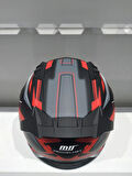 KASK MTS PRO 801 TWILIGHT GÜNEŞ GÖZLÜKLÜ MAT GRİ/KIRMIZI