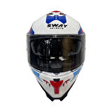 KASK SWAY SW 865 TITAN White Blue Red GÜNEŞ GÖZLÜKLÜ