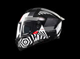 KASK MT ATOM 2 STRANGE B2 ÇENE AÇILIR SİYAH/BEYAZ