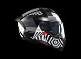 KASK MT ATOM 2 STRANGE B2 ÇENE AÇILIR SİYAH/BEYAZ