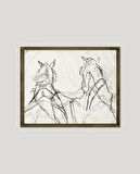 Karakalem Atlar Çerçeveli Poster