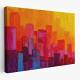 Harita Sepeti Renkli Şehir Silüeti Duvar Tablosu-1223