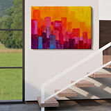 Harita Sepeti Renkli Şehir Silüeti Duvar Tablosu-1223