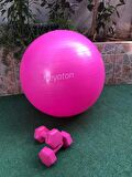 Leyaton 65 Cm Dayanıklı Yüksek Kalite Pilates Topu 1 Kgx2 Dambıl Pompa Hediye