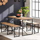 Masa Takımı Bench Bank Masa Seti 120x60 Masa Mutfak Masası Yemek Masası 1224