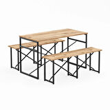 Masa Takımı Bench Bank Masa Seti 120x60 Masa Mutfak Masası Yemek Masası 1224