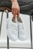 Kadın - Erkek - Unisex Bağcıklı Anatomik Taban Günlük Spor Ayakkabı Sneaker Beyaz