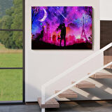 Harita Sepeti Eyfel Kulesi Önünde Öpüşen Çift Duvar Tablosu-1224