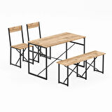 Mutfak Masası Bench Bank 120x60 Masa Set 2 Adet Sandalye Yemek Masası Çam 1225