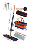 Katlanabilir ve Tekerlekli Mop Seti.130 cm Uzun Saplı, Yedek Mop Başlıklı, Kendinden Sıkmalı Mop Set