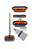 Katlanabilir ve Tekerlekli Mop Seti.130 cm Uzun Saplı, Yedek Mop Başlıklı, Kendinden Sıkmalı Mop Set