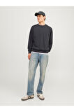 Erkek Bisiklet Yaka Düz Renk Sweatshirt 12257853
