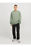 Erkek Bisiklet Yaka Düz Renk Sweatshirt 12257853