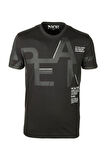Erkek Tişört Bisiklet Yaka Siyah %100 Pamuk Slim Fit Baskılı T-shirt NCS JEANS 1227