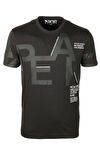 Erkek Tişört Bisiklet Yaka Siyah %100 Pamuk Slim Fit Baskılı T-shirt NCS JEANS 1227
