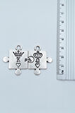 Puzzle - Queen - King - Sevgili Gümüş Kaplama Kolye Ucu
