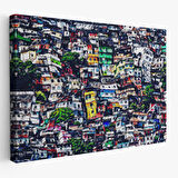 Harita Sepeti Kalabalık Şehir Manzarası Duvar Tablosu-1228