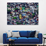 Harita Sepeti Kalabalık Şehir Manzarası Duvar Tablosu-1228