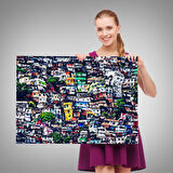 Harita Sepeti Kalabalık Şehir Manzarası Duvar Tablosu-1228