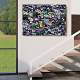 Harita Sepeti Kalabalık Şehir Manzarası Duvar Tablosu-1228