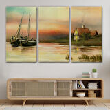 Harita Sepeti Rusya Köy Balıkçıları Manzara Duvar Tablosu-1229