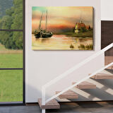 Harita Sepeti Rusya Köy Balıkçıları Manzara Duvar Tablosu-1229