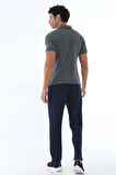 Erkek Antramelanj Süprem Polo Yaka Slim Fit Dar Kesim Kısa Kol T-shirt Alt-üst Takım - 122