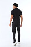 Erkek Siyah-mavi Süprem Polo Yaka, Slim Fit Dar Kesim Kısa Kol Tişört Alt-üst Takım - 122