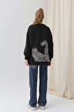 Soul 32112 Kadın Arkası Leopar Detaylı Sweatshirt