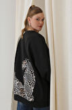 Soul 32112 Kadın Arkası Leopar Detaylı Sweatshirt